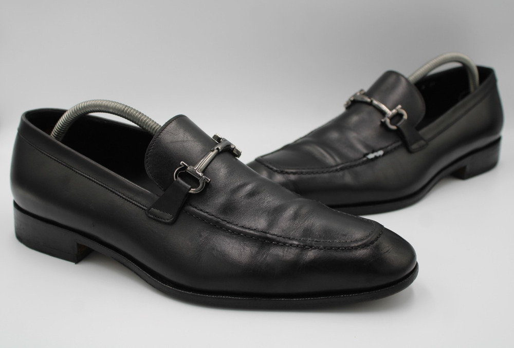 Size 9 2E - Salvatore Ferragamo Gancini Bit Loafers Leather Dress UG80382